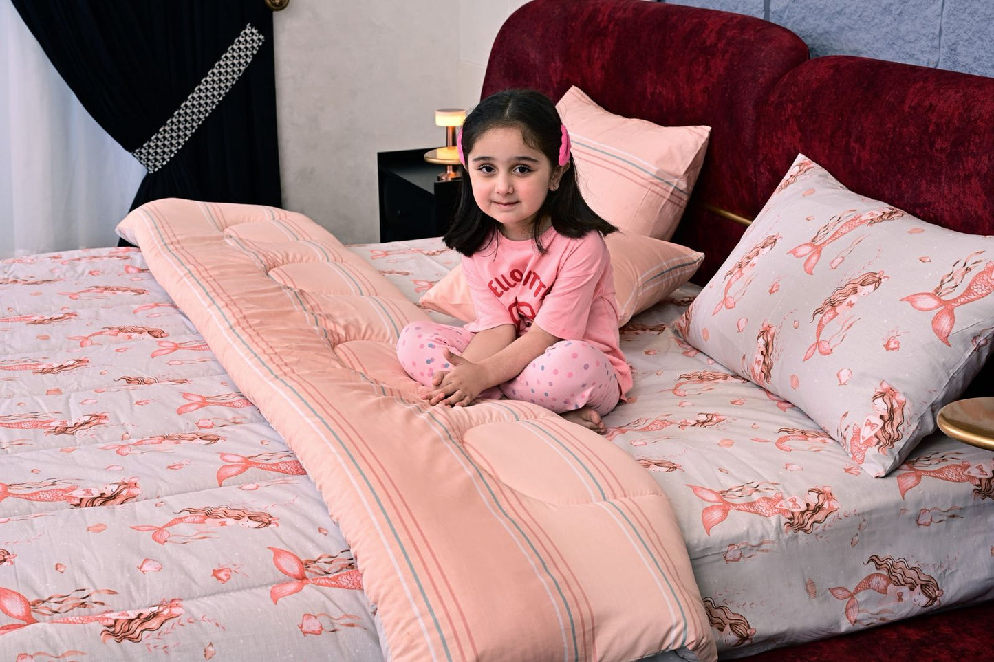 5 PCs Single Comforter Set-Marmaid