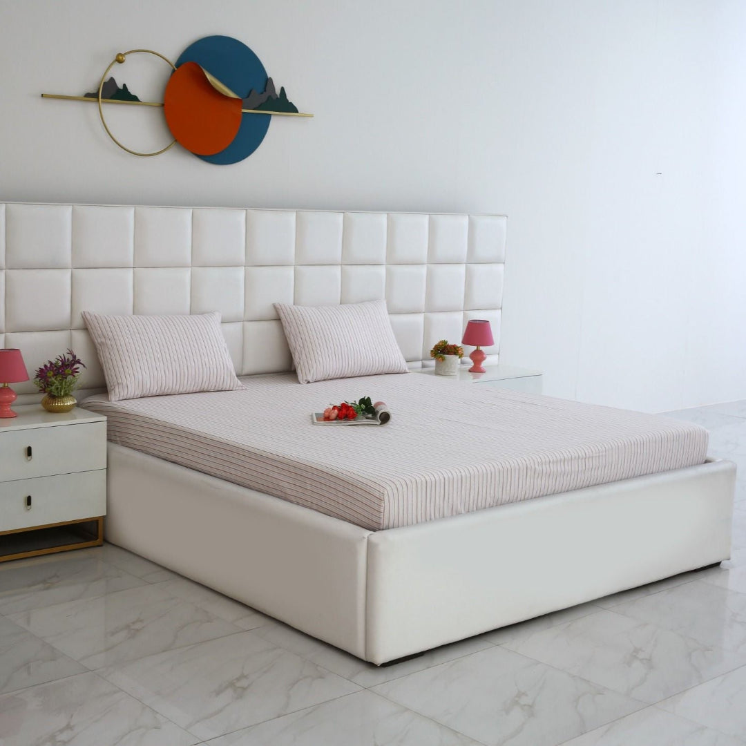 Fitted Bed Sheet-Pastel Stripes Fitted Sheets Apricot