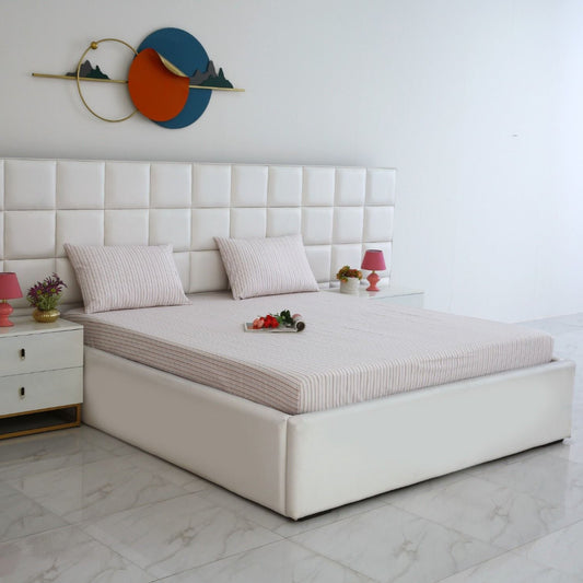 Fitted Bed Sheet-Pastel Stripes Fitted Sheets Apricot
