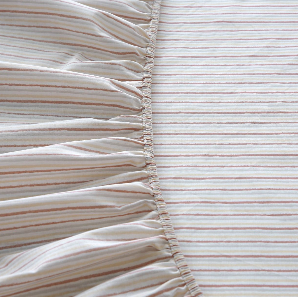 Fitted Bed Sheet-Pastel Stripes Fitted Sheets Apricot