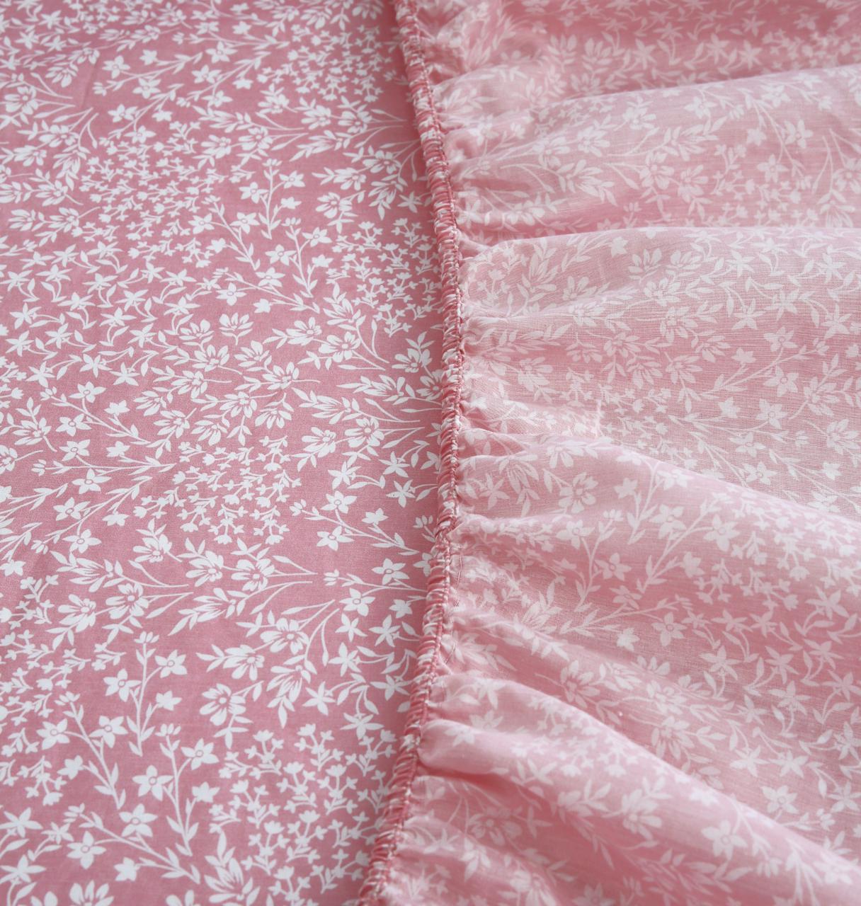 Fitted Bed Sheet-Pink Bloom Fitted Sheets Apricot