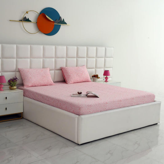 Fitted Bed Sheet-Pink Bloom Fitted Sheets Apricot