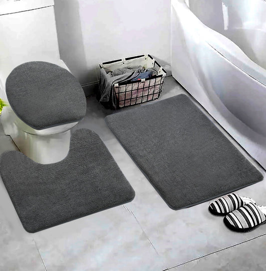 3 PCs Non Skid Suction Mat-SA2408-322(Grey) Bath Mats Apricot