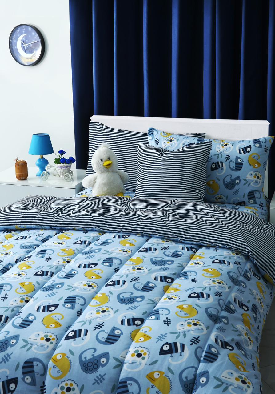 5 PCs Single Kids Comforter Set-Monster Party Comforters Apricot