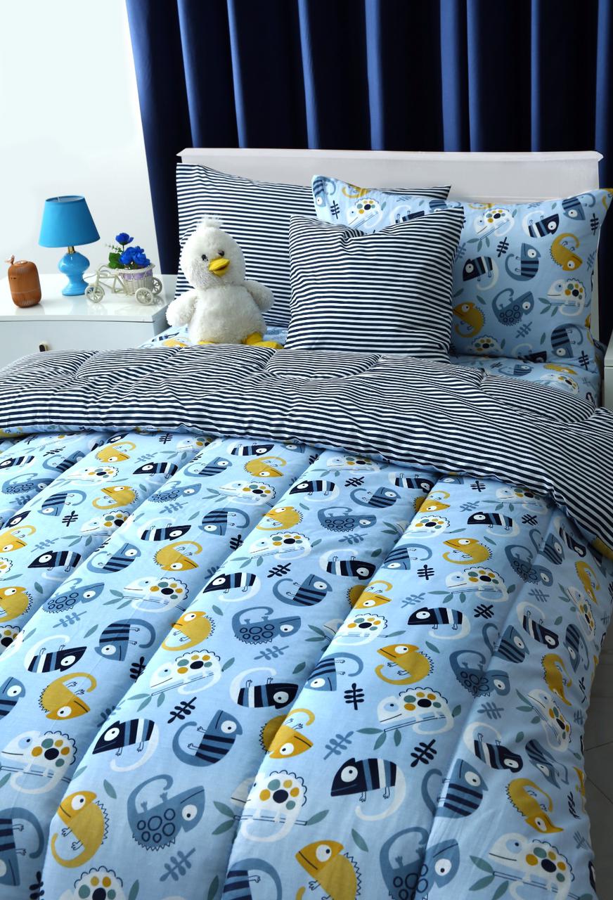 5 PCs Single Kids Comforter Set-Monster Party Comforters Apricot