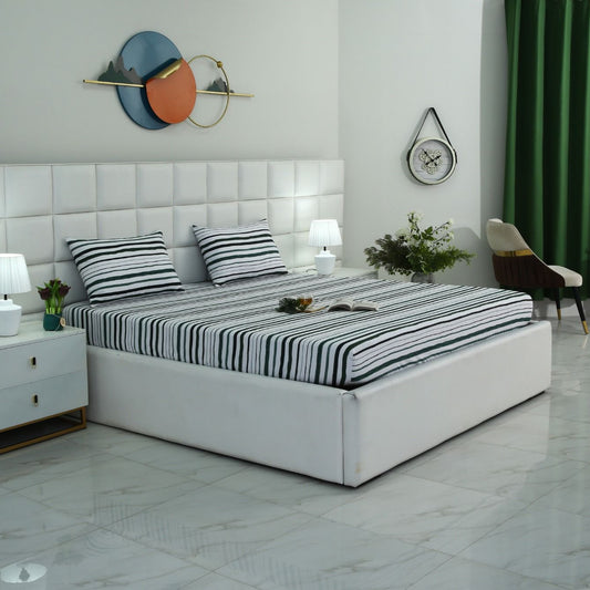 Fitted Bed Sheet-Olive Bands Fitted Sheets Apricot