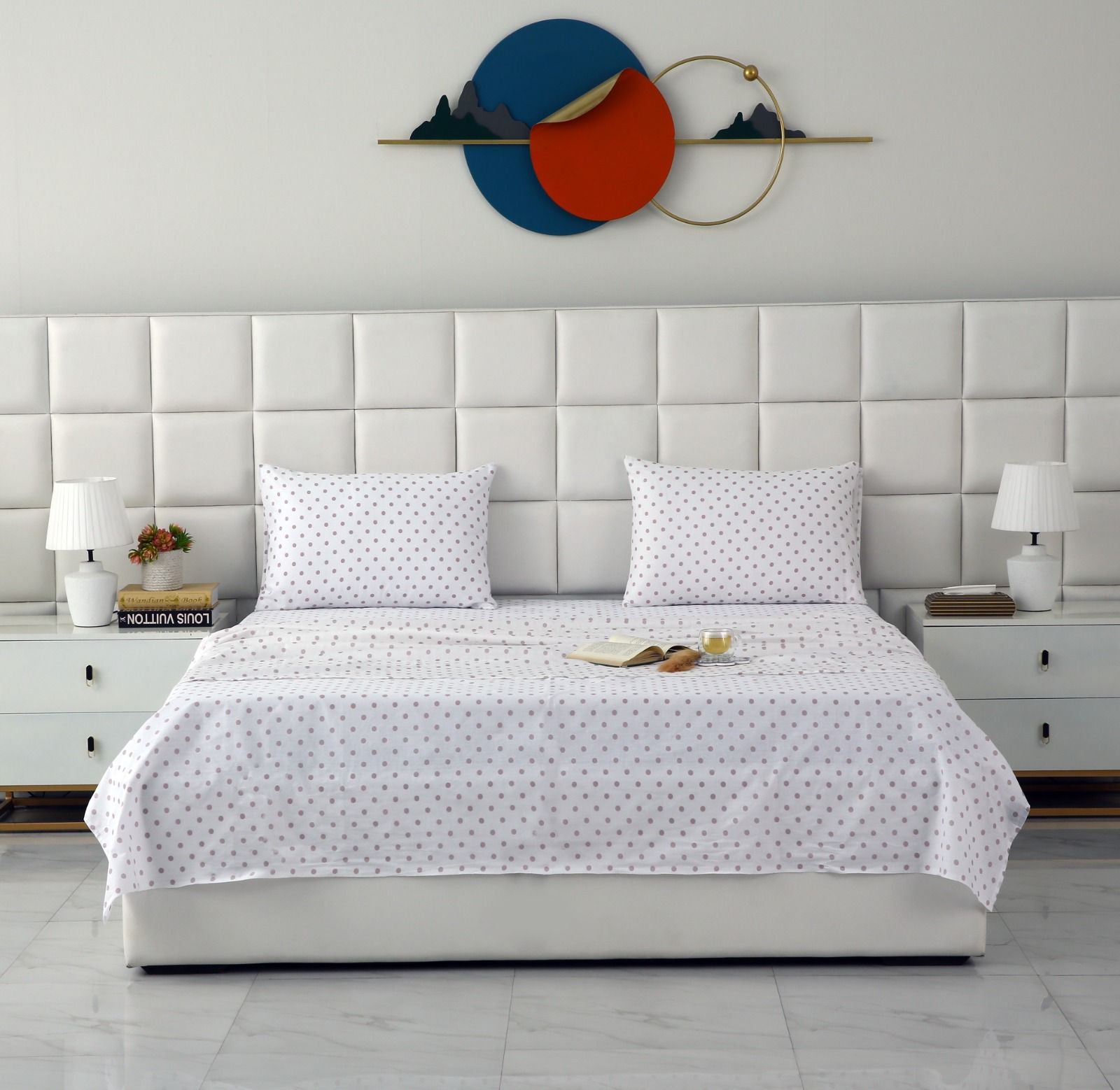 3 PCs Double Bed Sheet-DB203 Bed Sheets Apricot