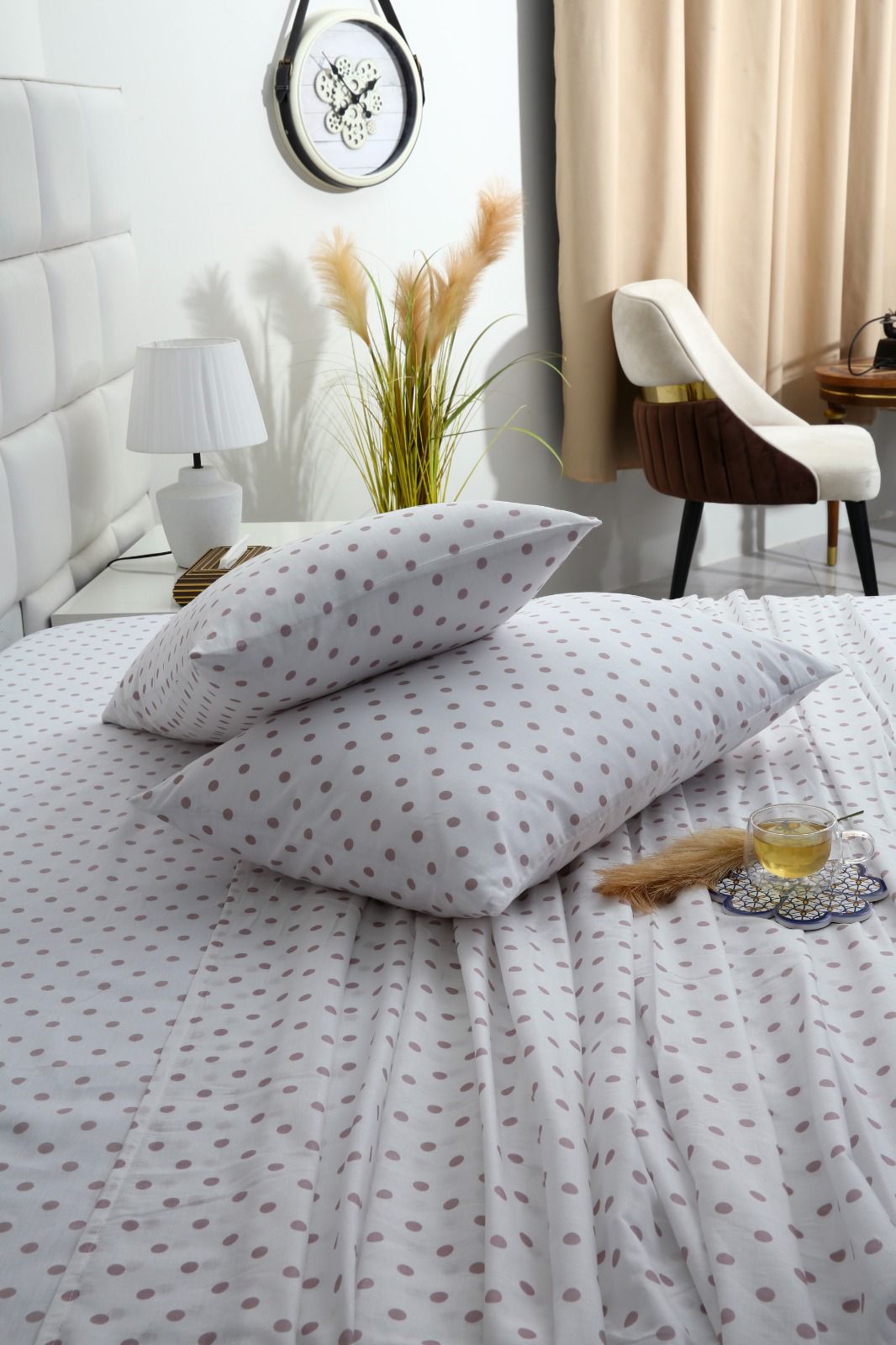 3 PCs Double Bed Sheet-DB203 Bed Sheets Apricot