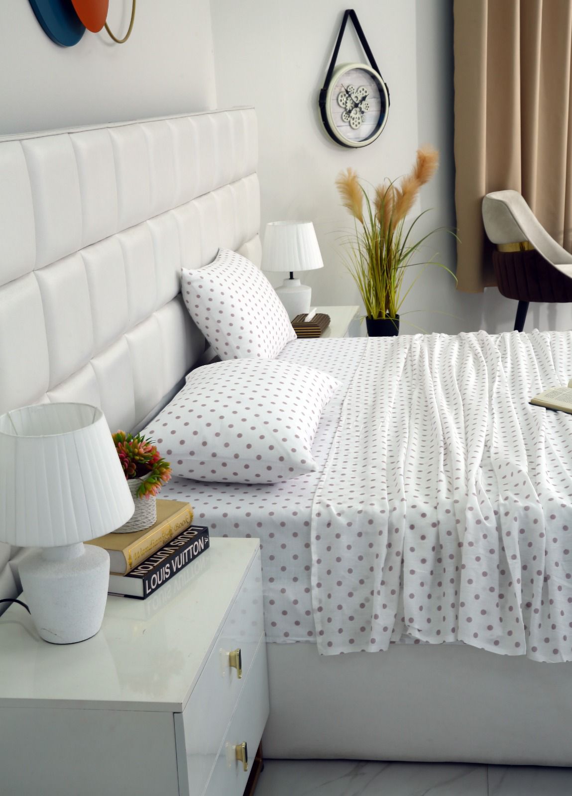 3 PCs Double Bed Sheet-DB203 Bed Sheets Apricot