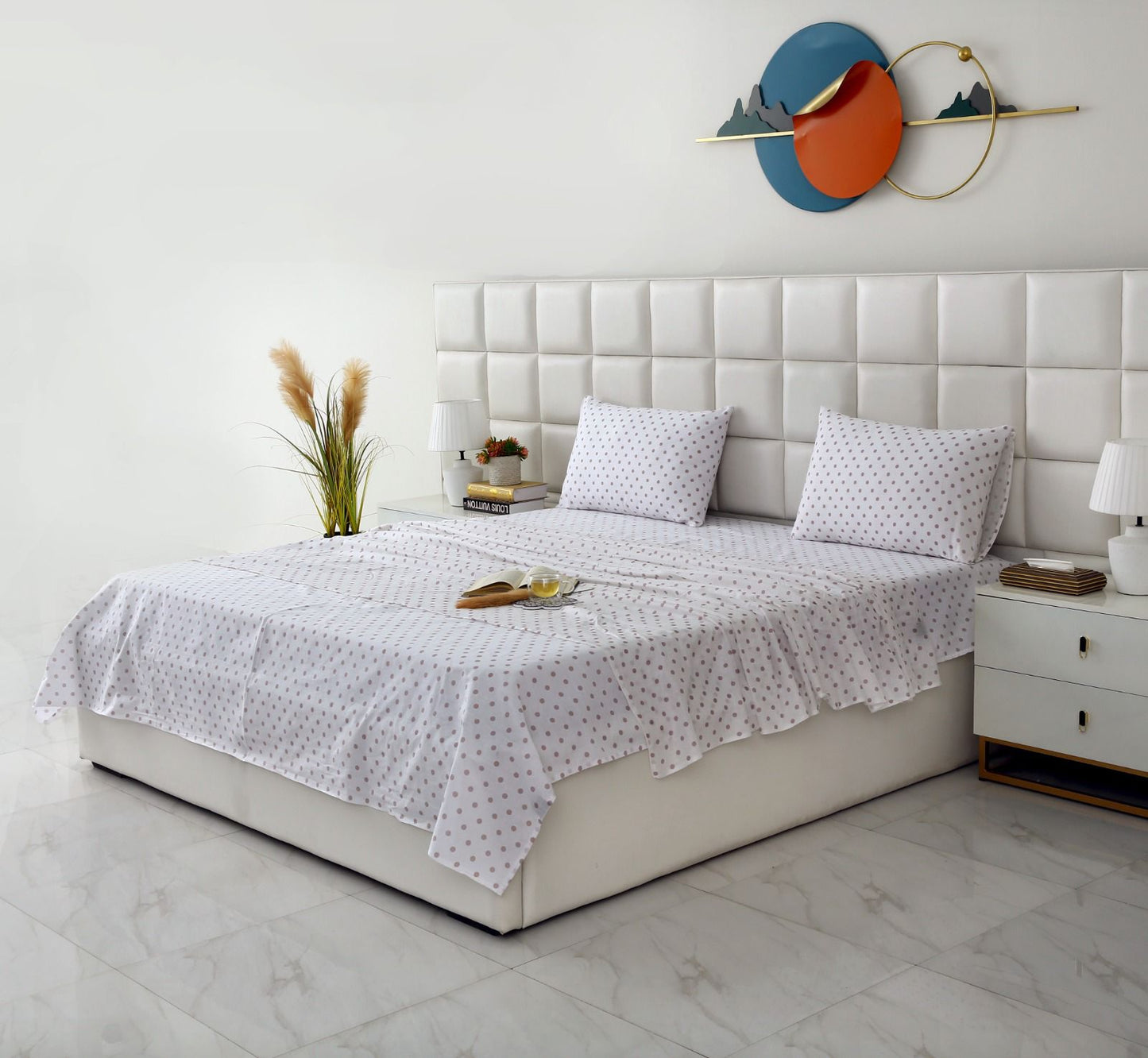 3 PCs Double Bed Sheet-DB203 Bed Sheets Apricot