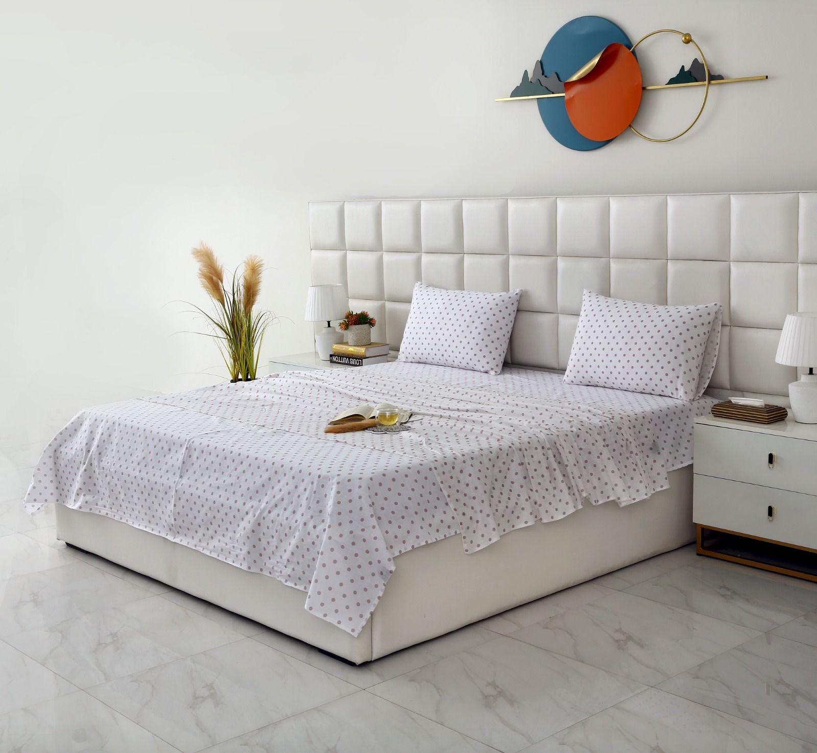 3 PCs Double Bed Sheet-DB203 Bed Sheets Apricot