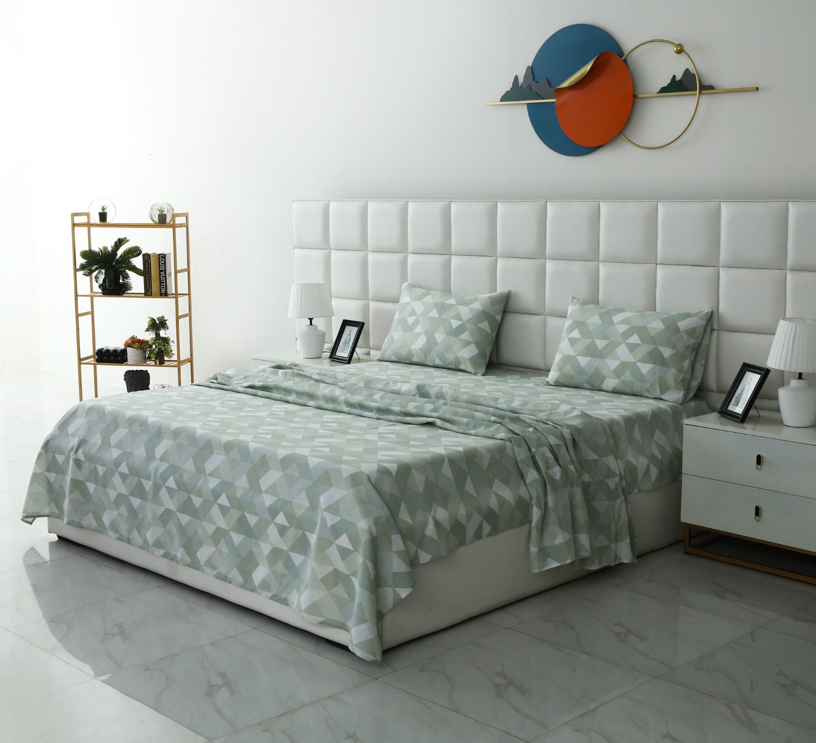 3 PCs Double Bed Sheet-DB206 Bed Sheets Apricot