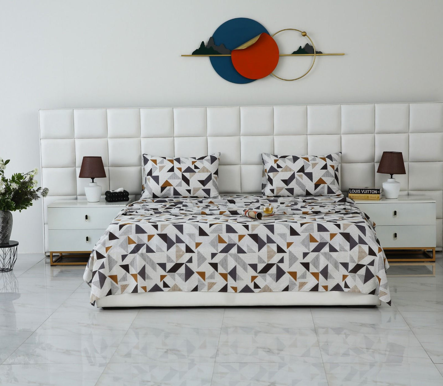 3 PCs Double Bed Sheet-DB204 Bed Sheets Apricot