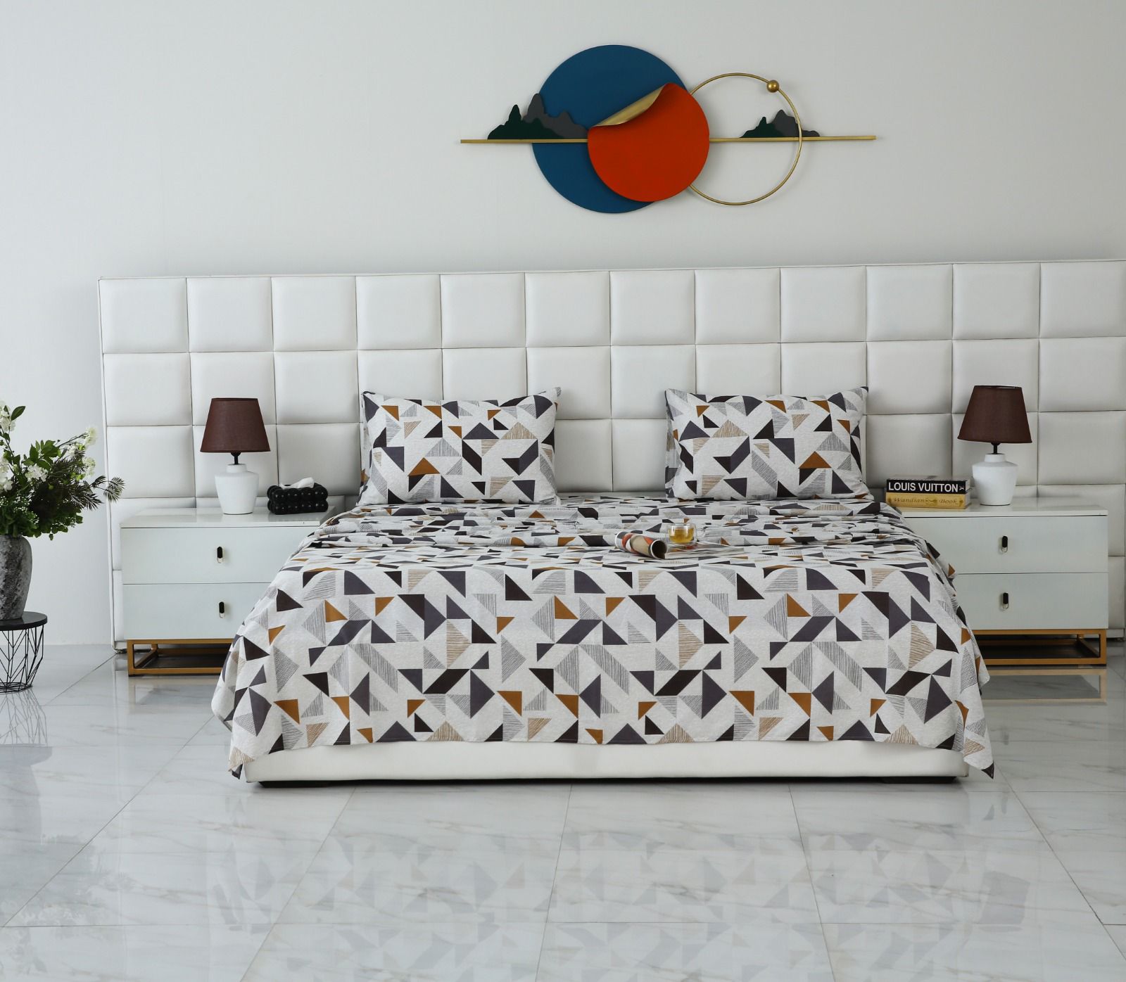 3 PCs Double Bed Sheet-DB204 Bed Sheets Apricot