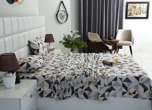 3 PCs Double Bed Sheet-DB204 Bed Sheets Apricot