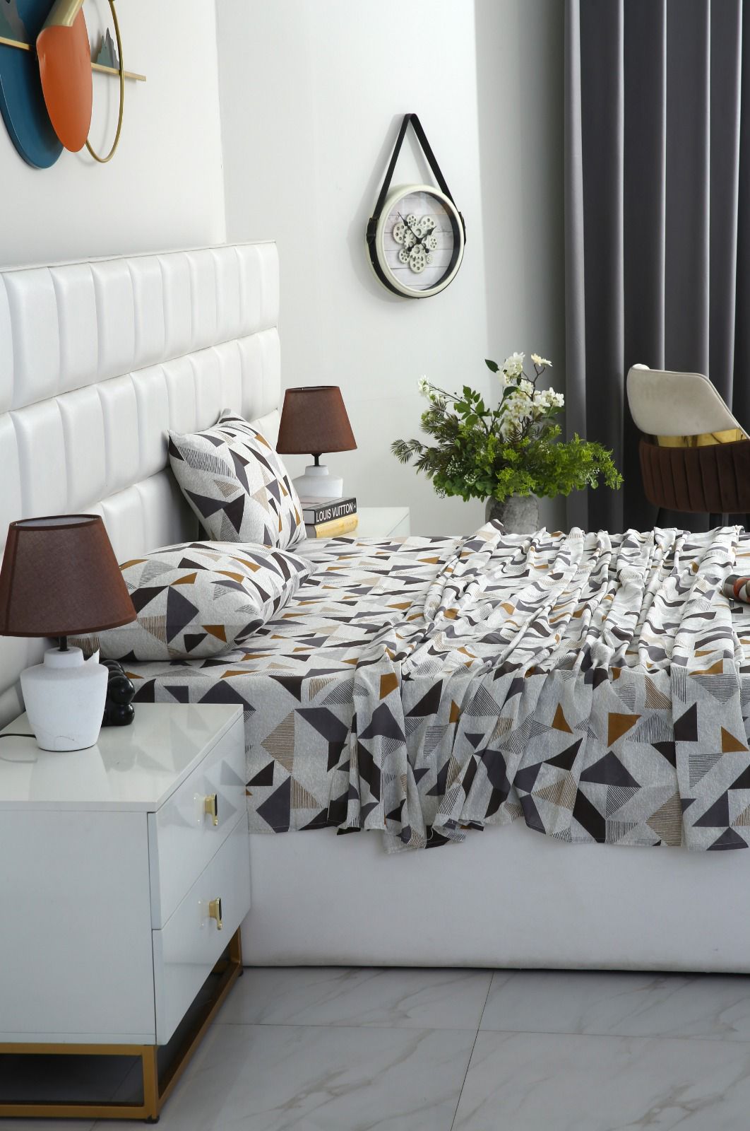 3 PCs Double Bed Sheet-DB204 Bed Sheets Apricot