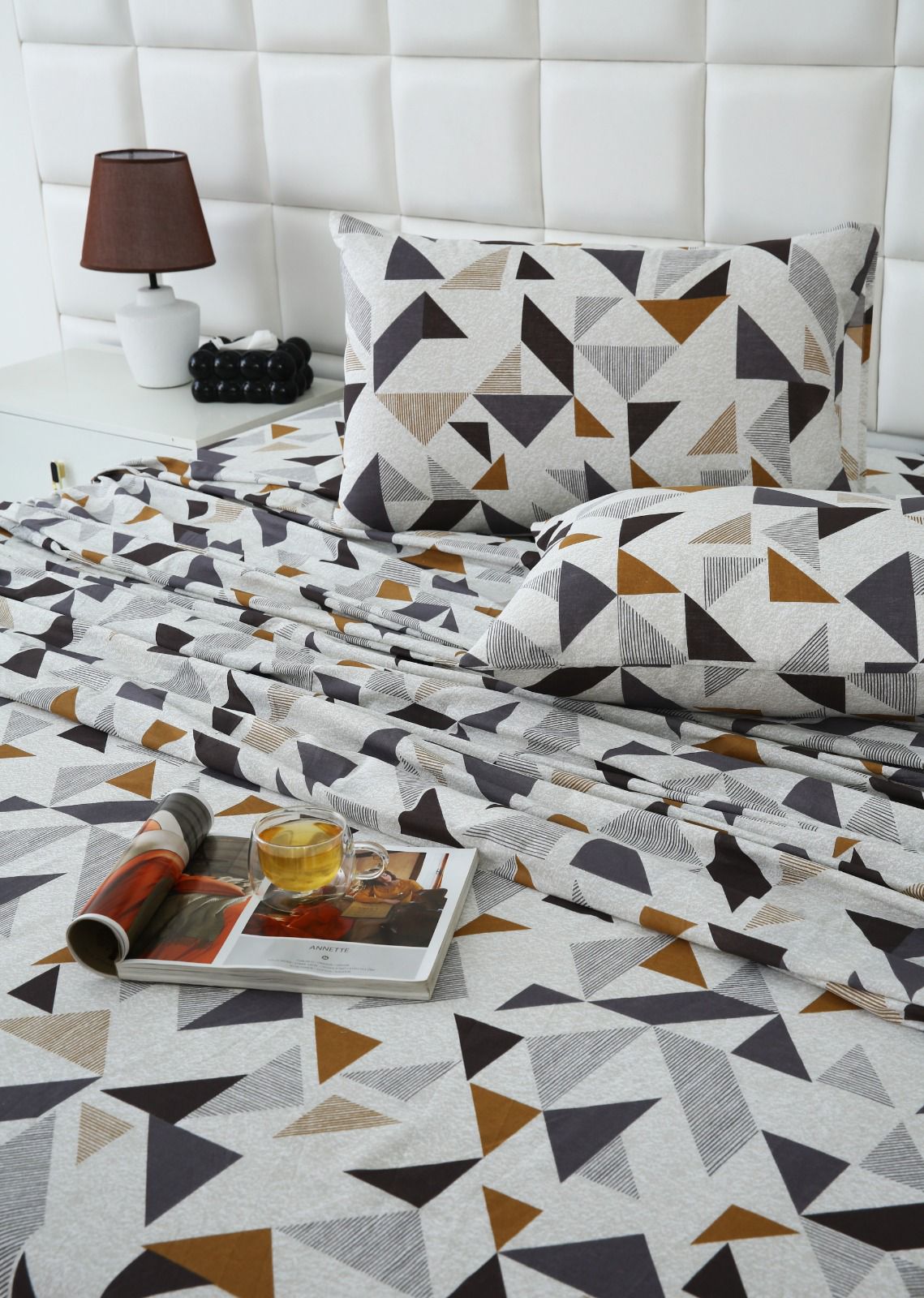 3 PCs Double Bed Sheet-DB204 Bed Sheets Apricot