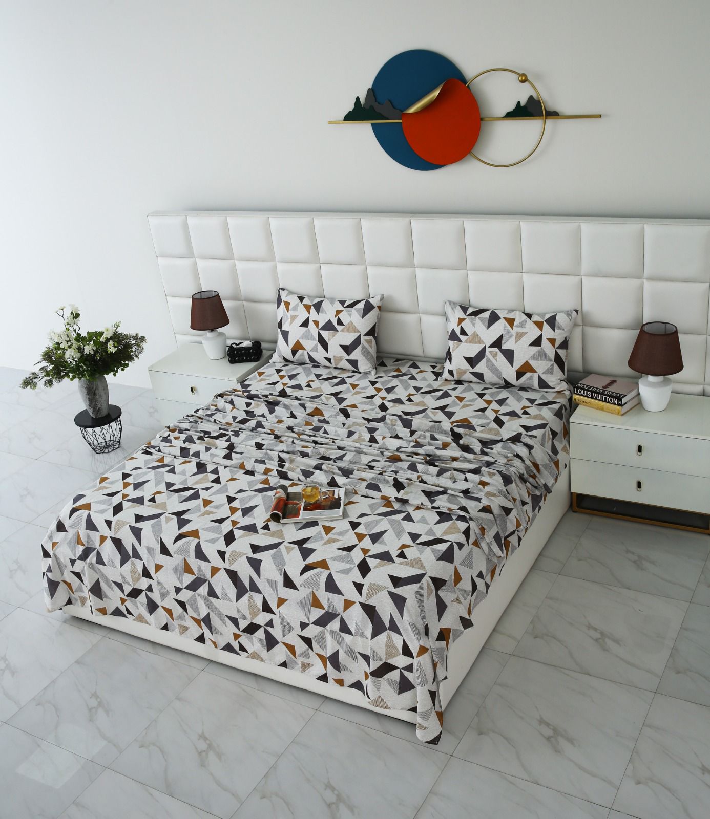 3 PCs Double Bed Sheet-DB204 Bed Sheets Apricot