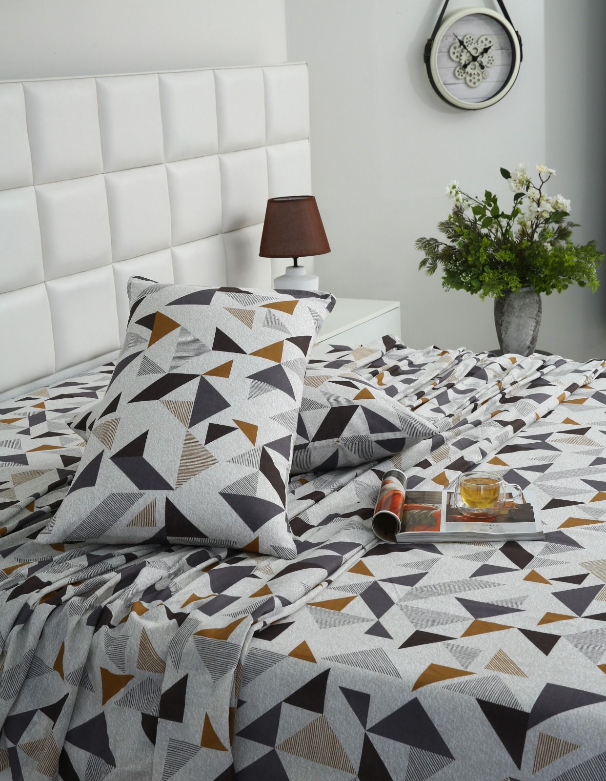 3 PCs Double Bed Sheet-DB204 Bed Sheets Apricot