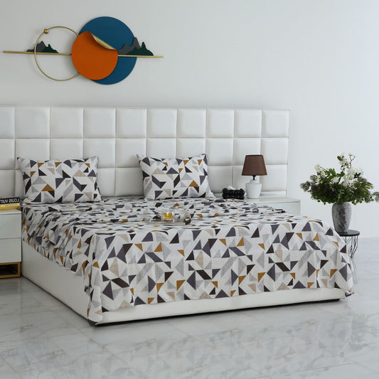 3 PCs Double Bed Sheet-DB204 Bed Sheets Apricot