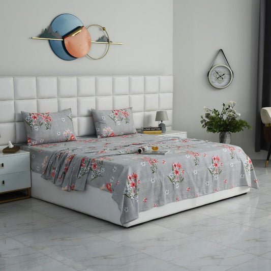 3 PCs Double Bed Sheet-DB207 Bed Sheets Apricot