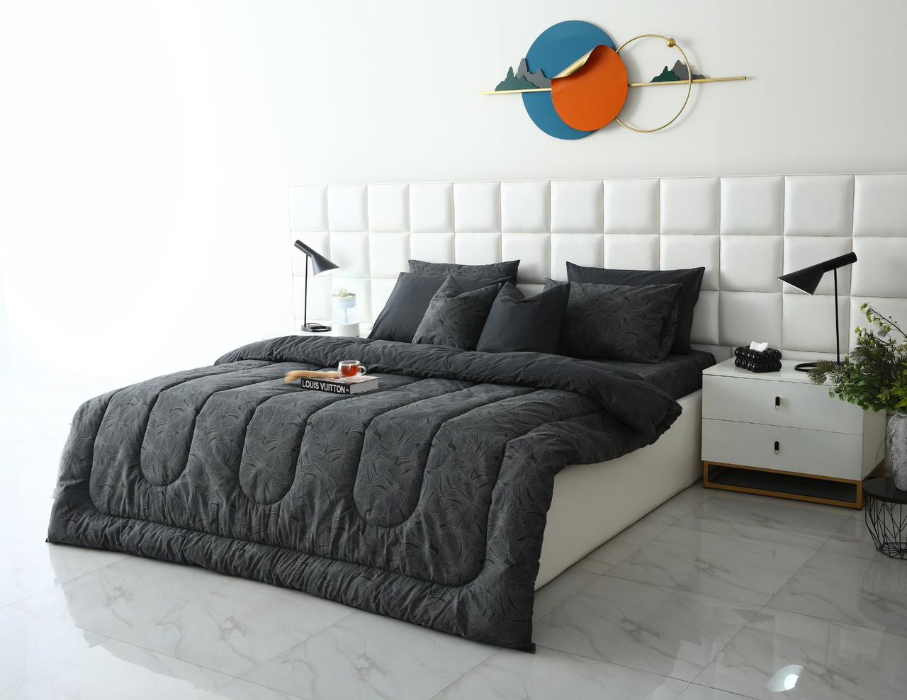 8 PCs Winter Comforter Set-Ash Grey Comforters Apricot