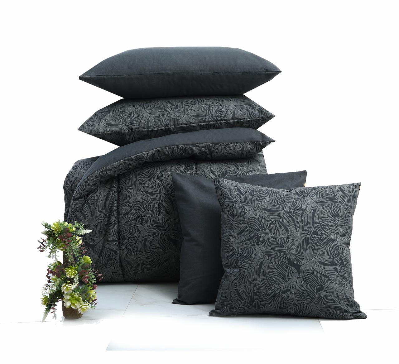 8 PCs Winter Comforter Set-Ash Grey Comforters Apricot