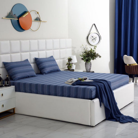 Fitted Bed Sheet-Blue Flecked Fitted Sheets Apricot