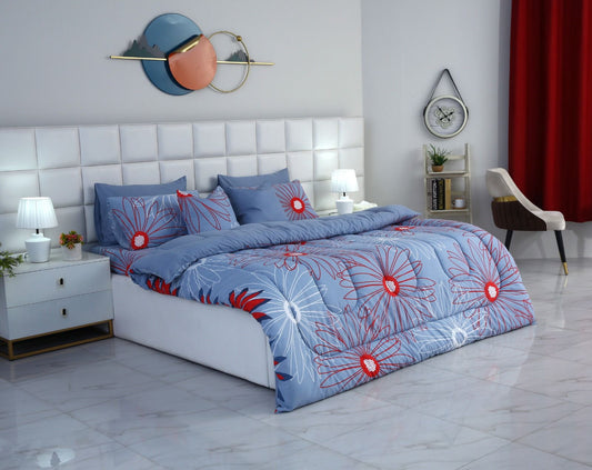 8 PCs Winter Comforter Set-Wine Rose