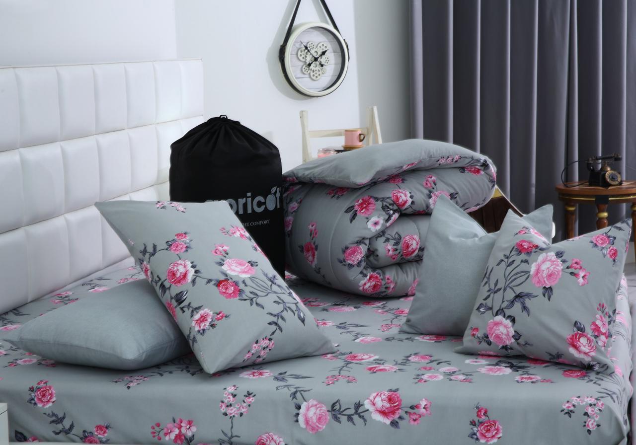 8 PCs Winter Comforter Set-Blush flower Comforters Apricot