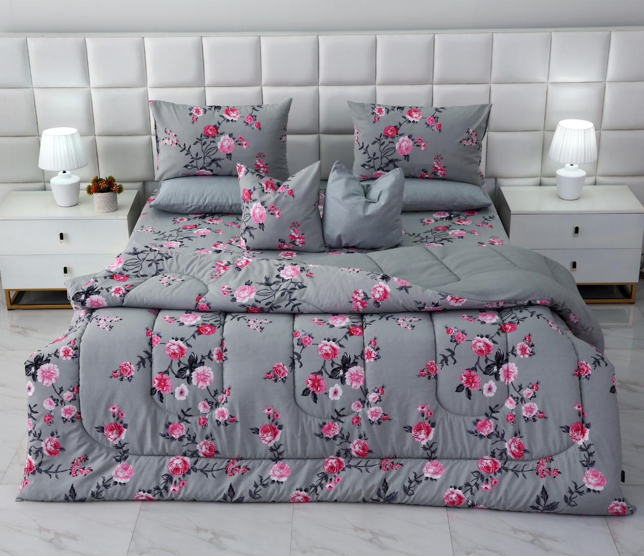 8 PCs Winter Comforter Set-Blush flower Comforters Apricot