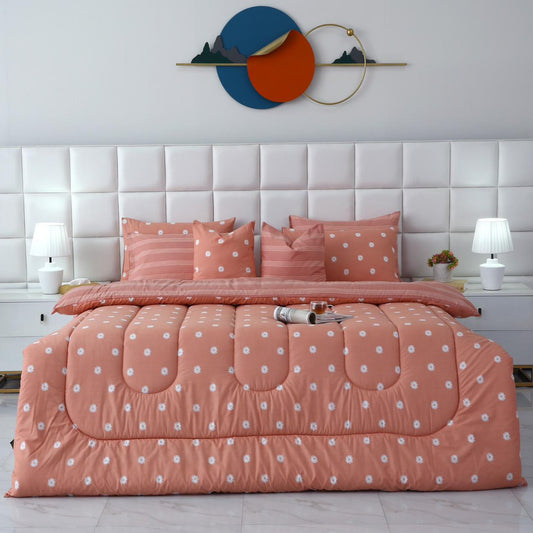 8 PCs Winter Comforter Set- Arabian Jasmine Comforters Apricot