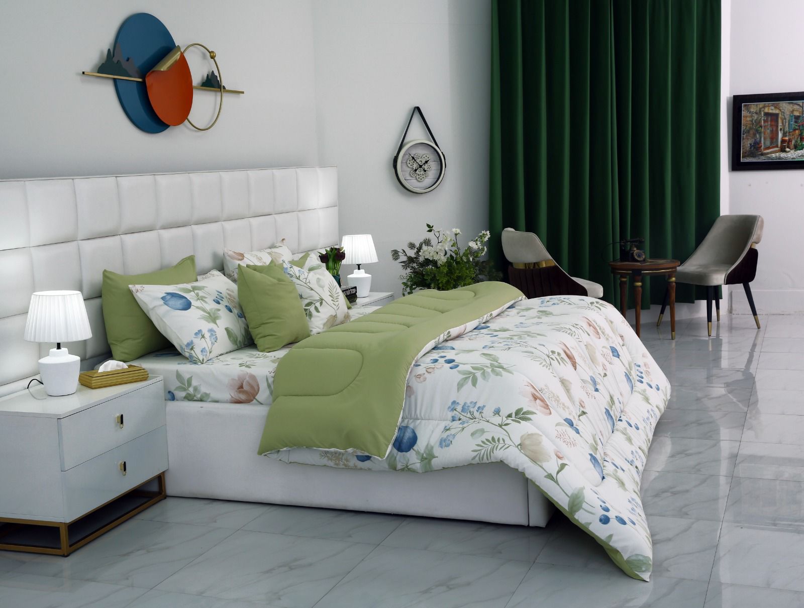 8 PCs Winter Comforter Set-Floral Crew Comforters Apricot