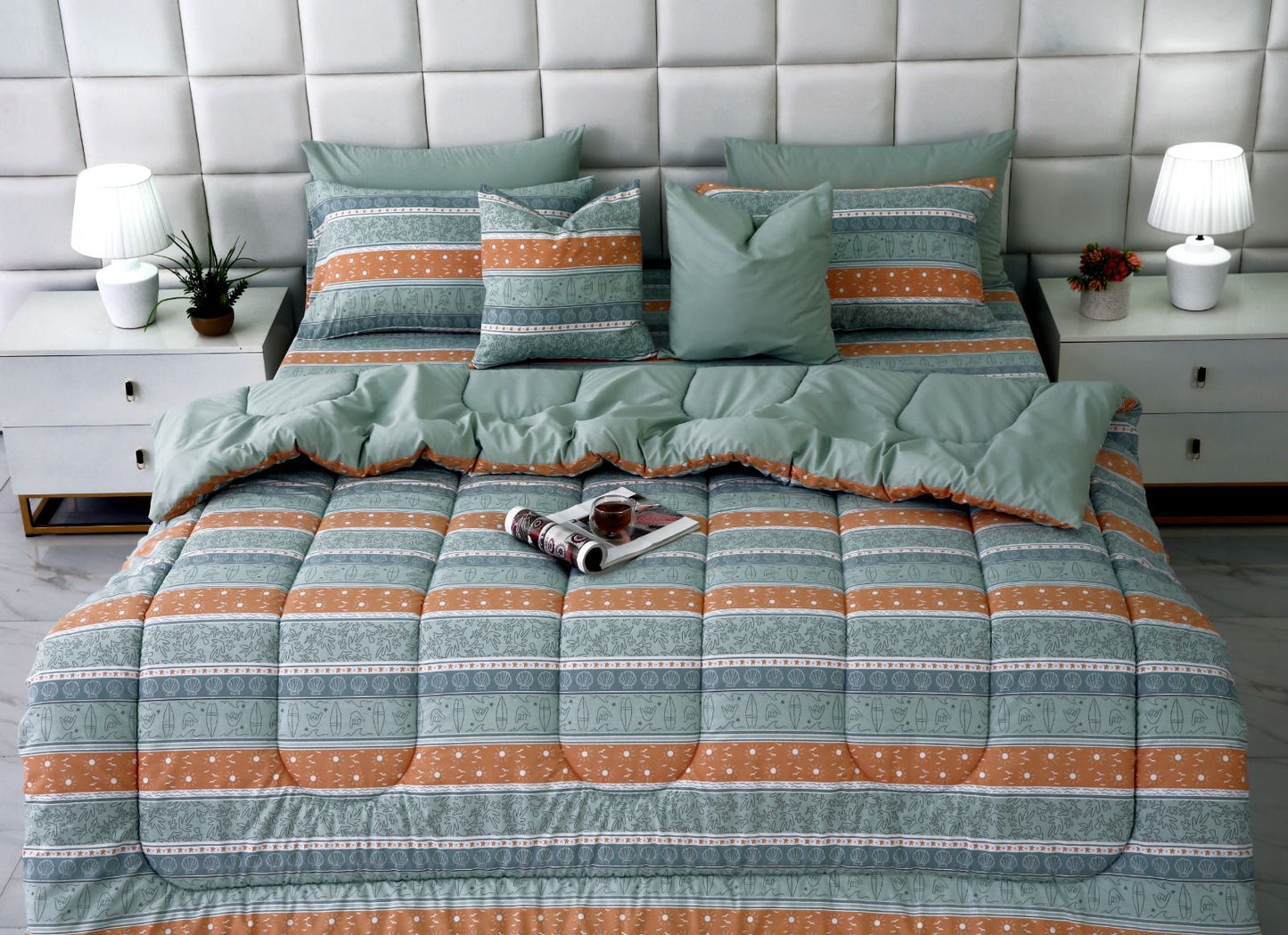 8 PCs Winter Comforter Set-Beach Folk Comforters Apricot