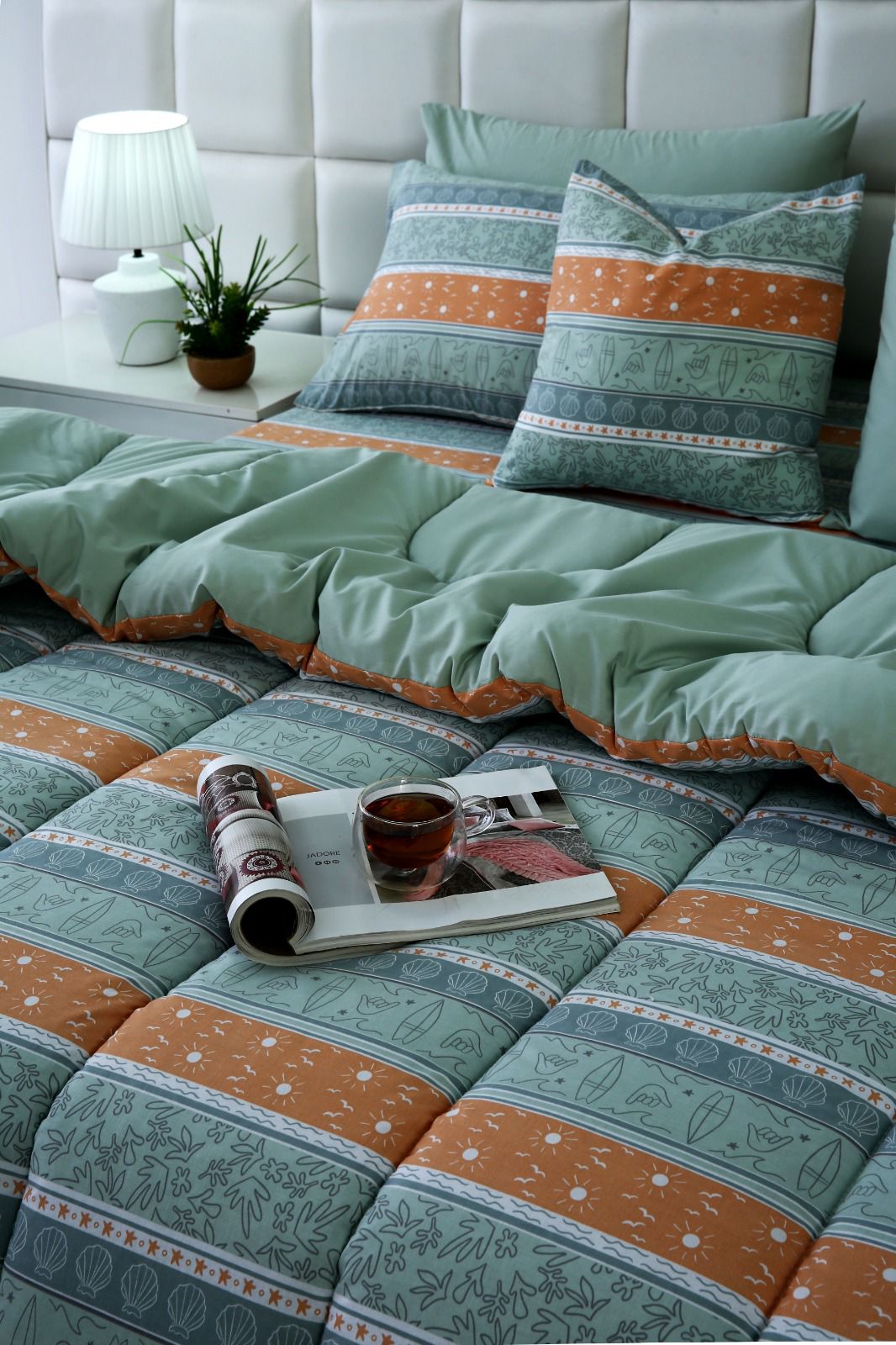 8 PCs Winter Comforter Set-Beach Folk Comforters Apricot