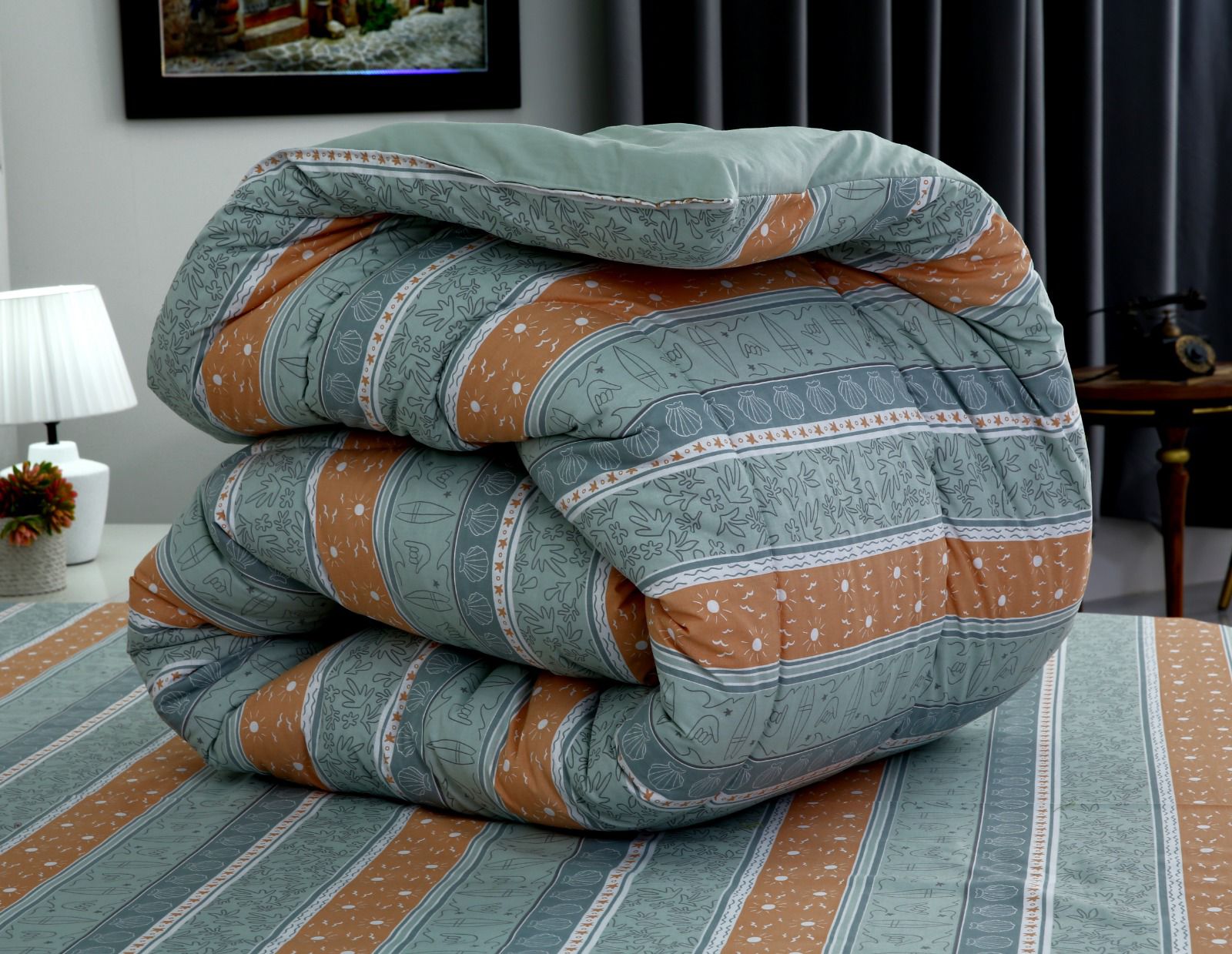 8 PCs Winter Comforter Set-Beach Folk Comforters Apricot