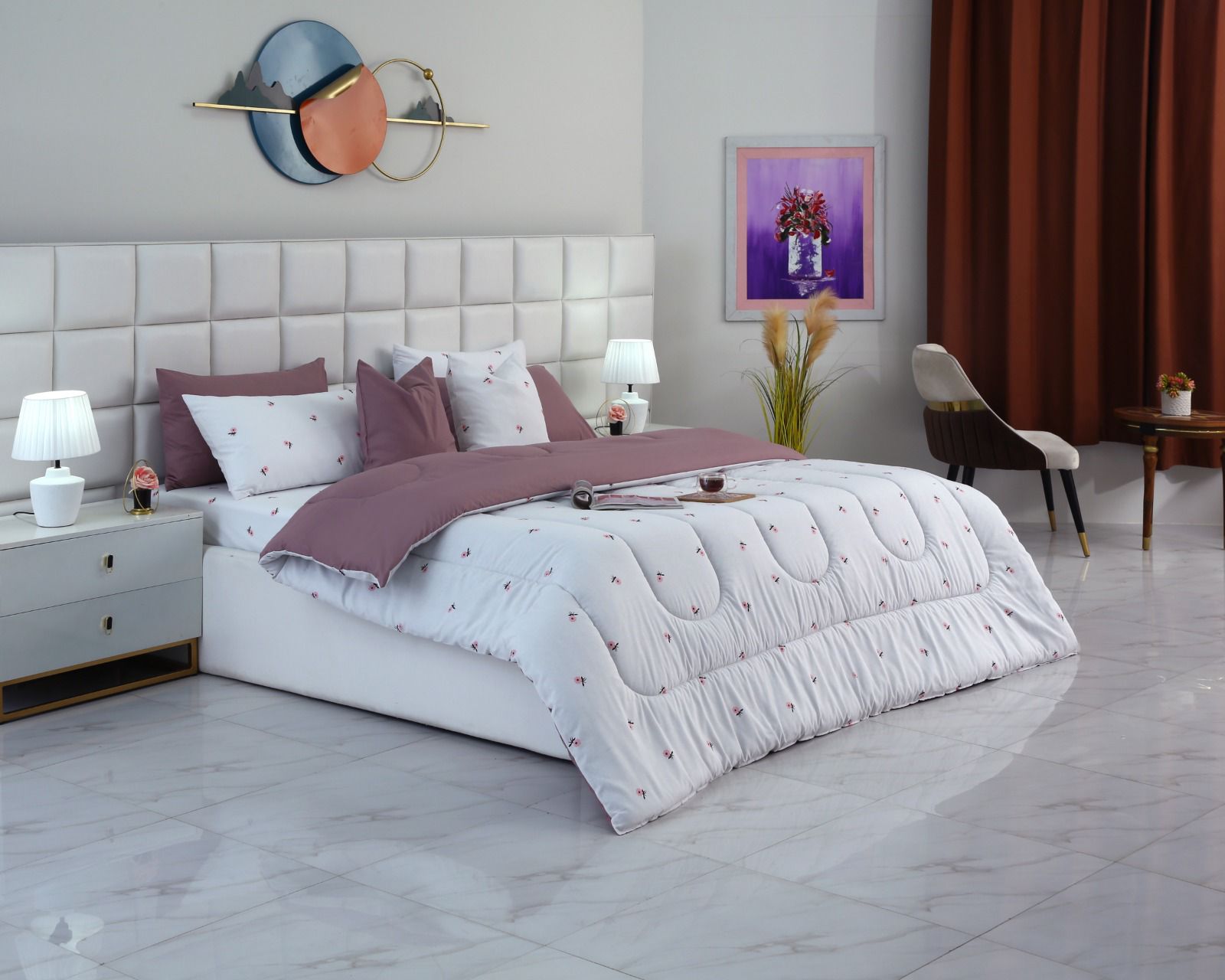 8 PCs Winter Comforter Set-Alara Comforters Apricot