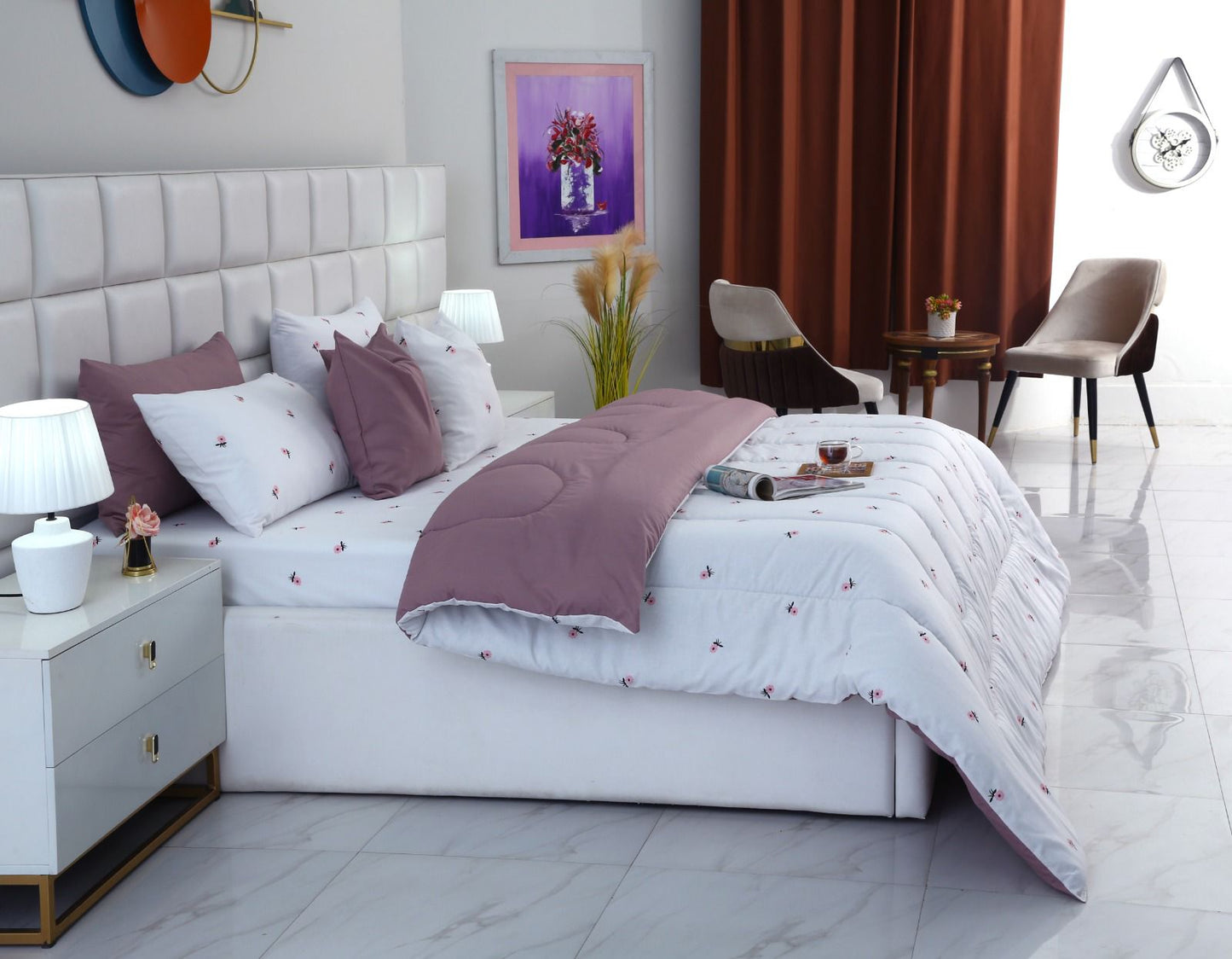 8 PCs Winter Comforter Set-Alara Comforters Apricot