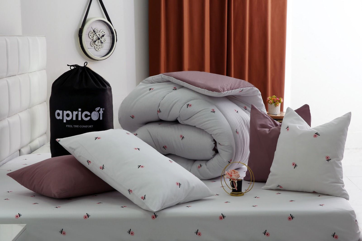 8 PCs Winter Comforter Set-Alara Comforters Apricot