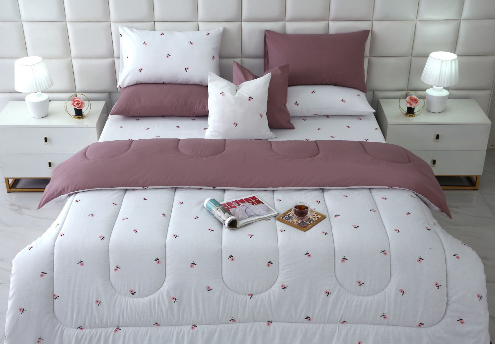 8 PCs Winter Comforter Set-Alara Comforters Apricot