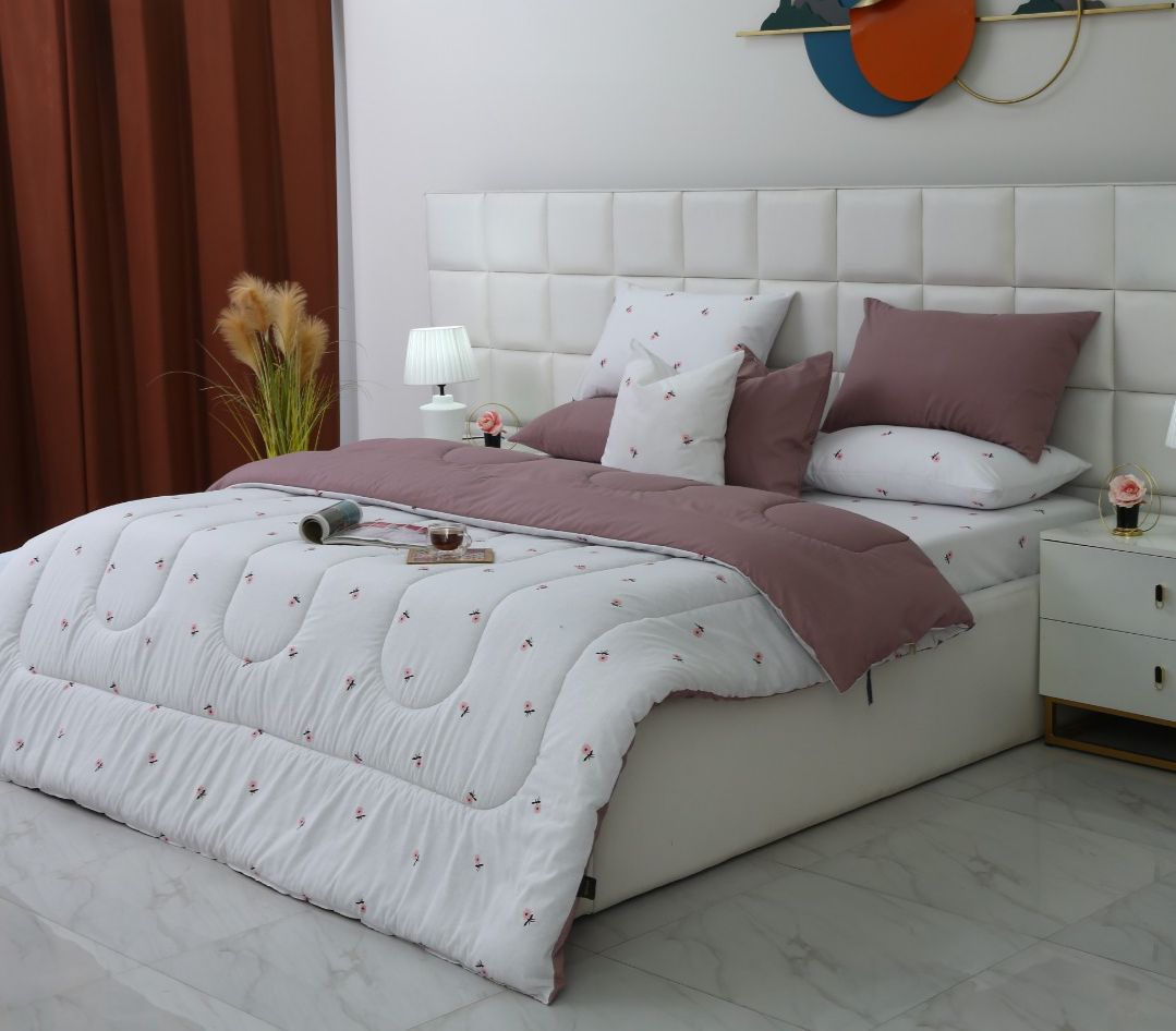 8 PCs Winter Comforter Set-Alara Comforters Apricot