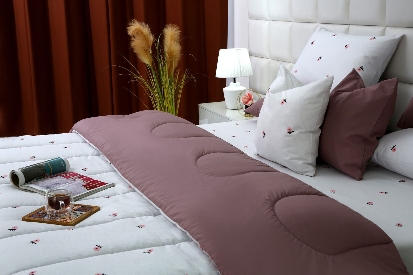 8 PCs Winter Comforter Set-Alara Comforters Apricot