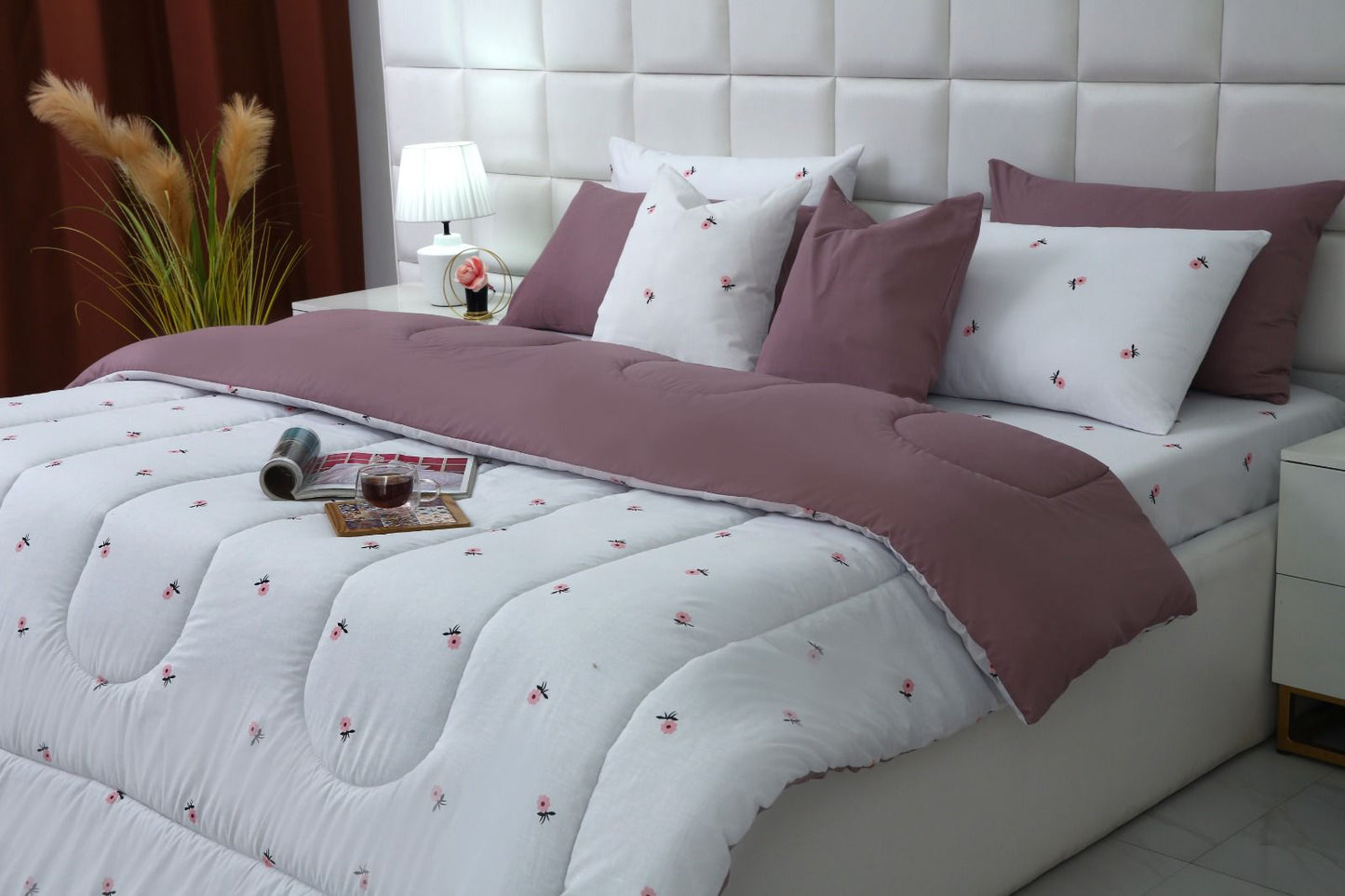 8 PCs Winter Comforter Set-Alara Comforters Apricot