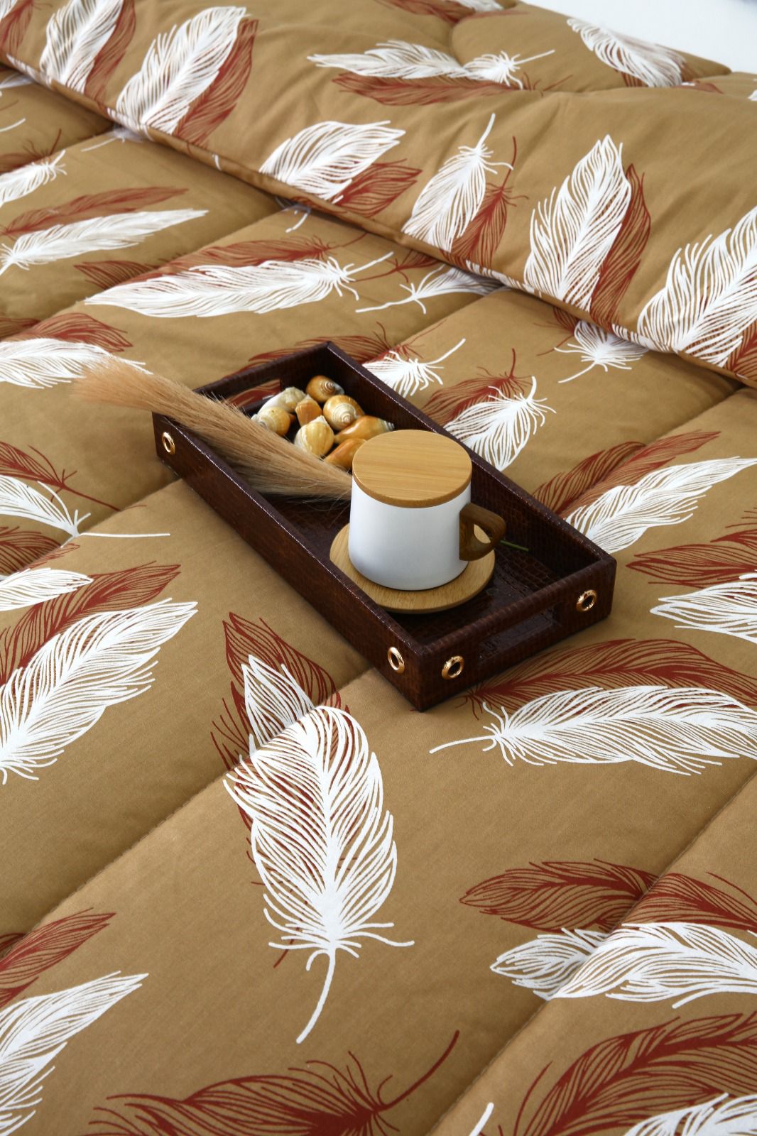 1 PC Double Winter Comforter-Pinion Comforters Apricot