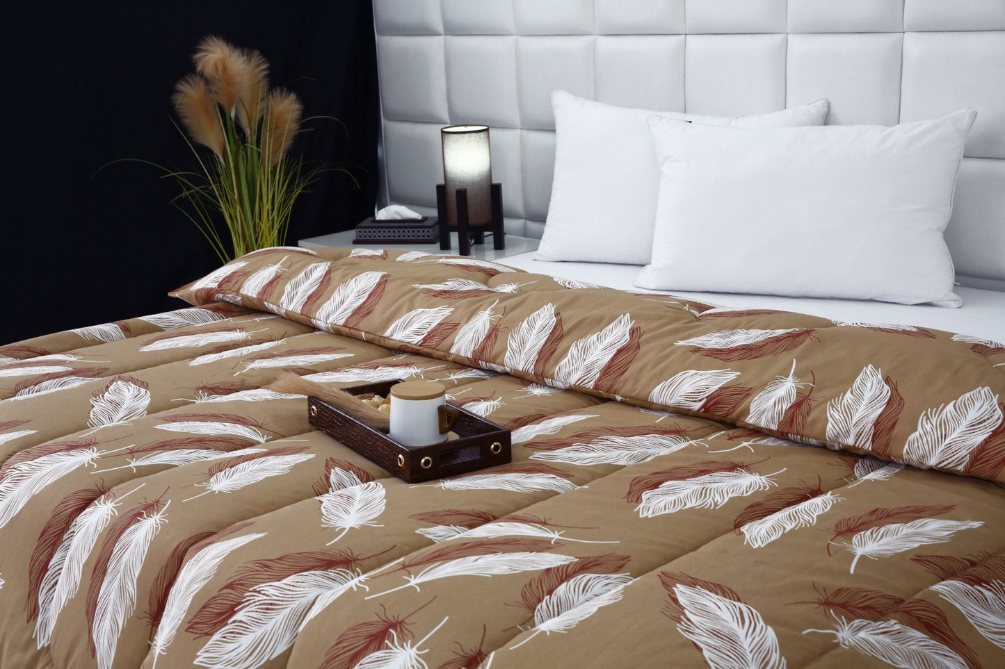 1 PC Double Winter Comforter-Pinion Comforters Apricot