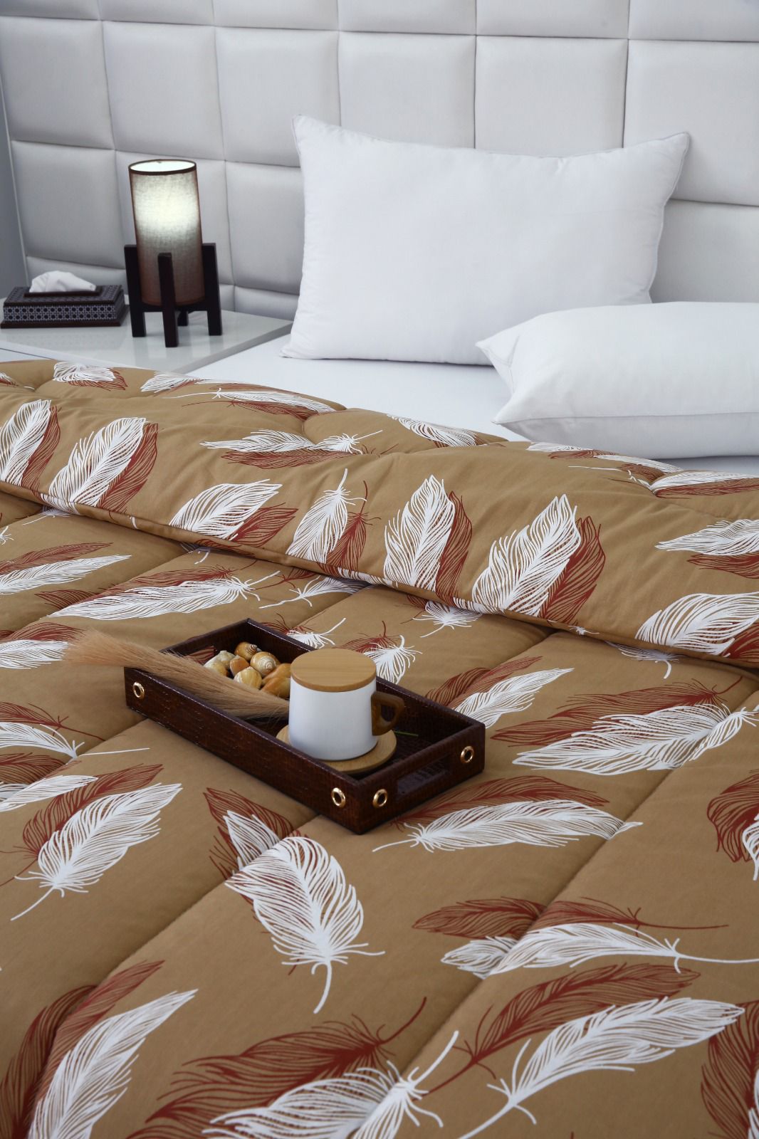 1 PC Double Winter Comforter-Pinion Comforters Apricot