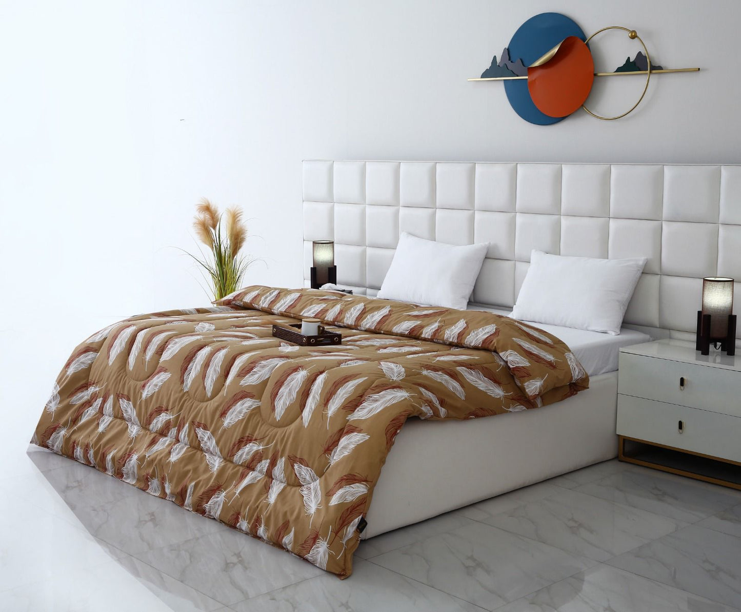 1 PC Double Winter Comforter-Pinion Comforters Apricot