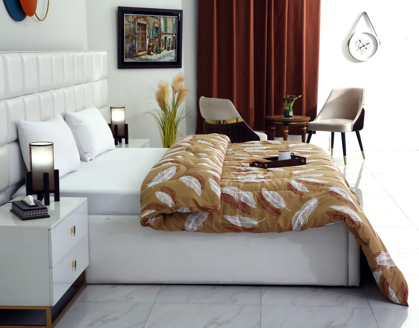 1 PC Double Winter Comforter-Pinion Comforters Apricot