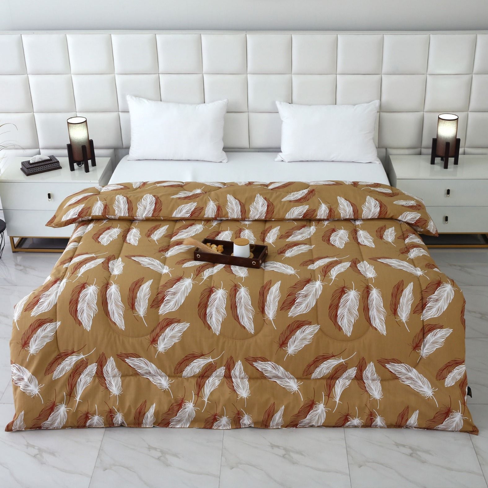 1 PC Double Winter Comforter-Pinion Comforters Apricot