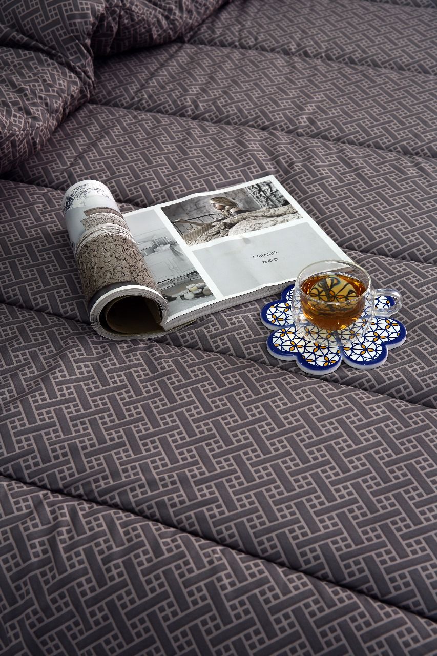 1 PC Double Winter Comforter-Plaid Comforters Apricot